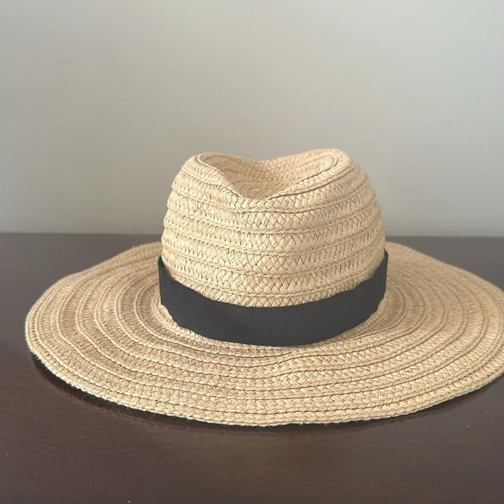 Madewell Women’s Tan Floppy Sun Hat Black Ribbon Band Sz S/M Resortwear Beach - Picture 5 of 6